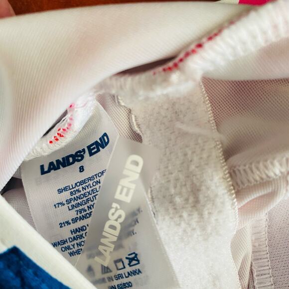 Lands End pink/red/white design swim dress (Size: 8) - Picture 5 of 5